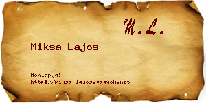 Miksa Lajos névjegykártya